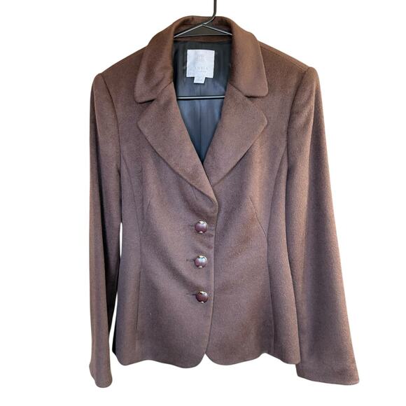 Cambia Platinum Blazer Women's 100% Angora Brown Jacket Sz 8 Classic Career - Picture 1 of 8